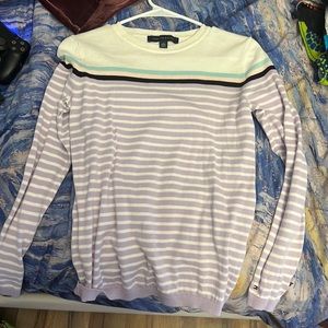 Tommy Hilfiger sweater striped black pink blue purple white semi casual xs size